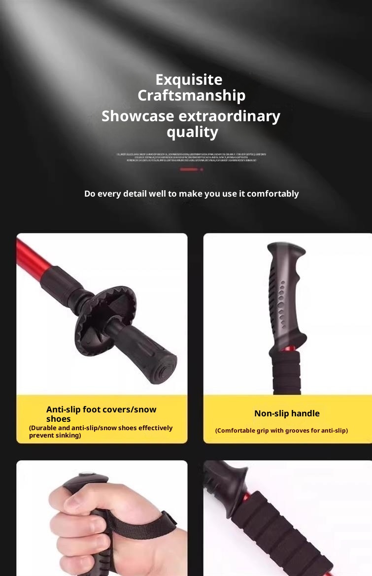 001 Teleskopierbarer, faltbarer Wander- und Kletterstock, ultraleichter, ultrakurzer Trekkingstock für Outdoor-Aktivitäten_voghion.com