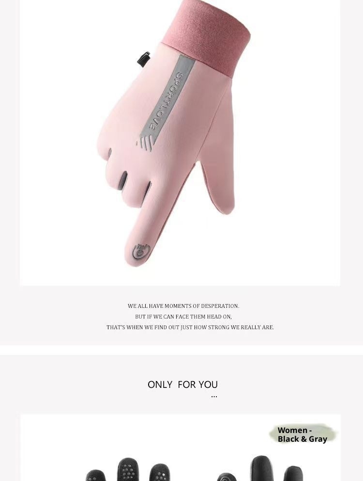 001 Thermal Women's Cycling Gloves Fleece Lined Thickened Windproof Touchscreen Electric Motorcycle Winter Skiing Outdoor_voghion.com