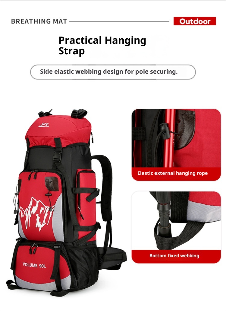 Sac à dos de randonnée extérieur pour hommes et femmes, grande capacité, léger, à double bandoulière, imperméable, 90 L_voghion.com