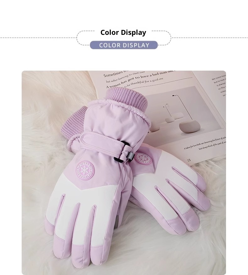 001 Herren-Winter-Skihandschuhe aus Baumwolle, kältebeständig, Touchscreen-kompatibel, fleecegefüttert, verdickt, wasserdicht, winddicht, warm, Damen_voghion.com