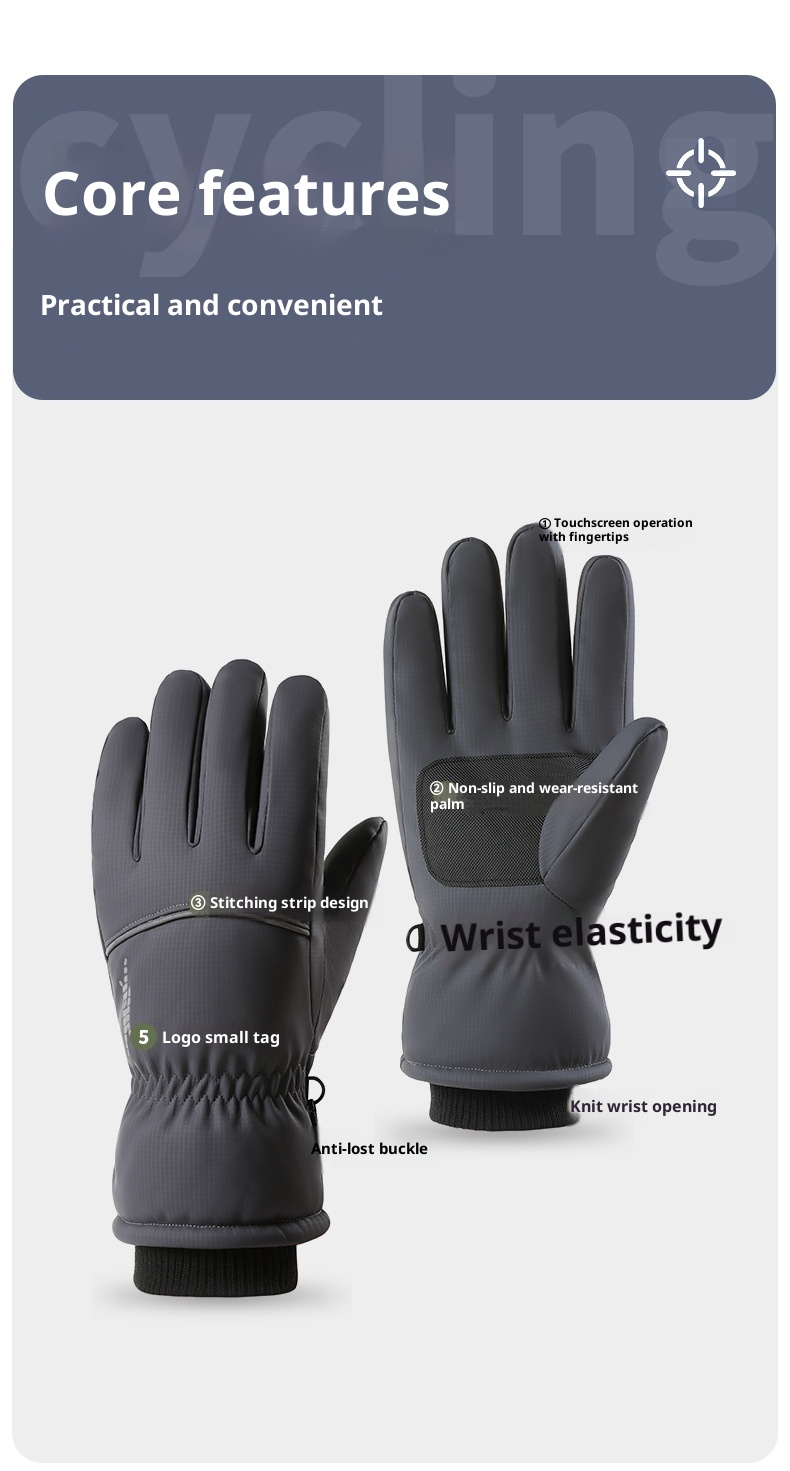 Combinaison de ski ActiveGo Outdoor pour hommes et femmes, doublée polaire, épaisse, tactile, coupe-vent, imperméable, idéale pour le cyclisme et électrique._voghion.com