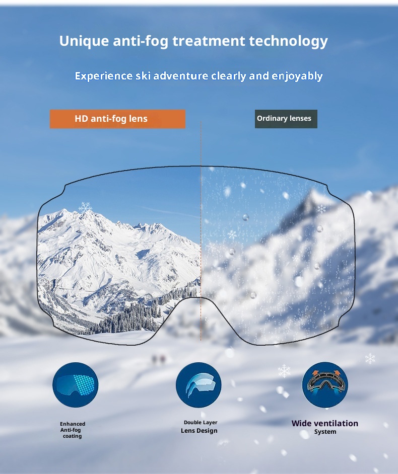 001 Double-layer Anti-fog Large Field Of View Aspheric Indoor Goggles HD Enhanced Clarity Outdoor Mountaineering Ski Glasses_voghion.com