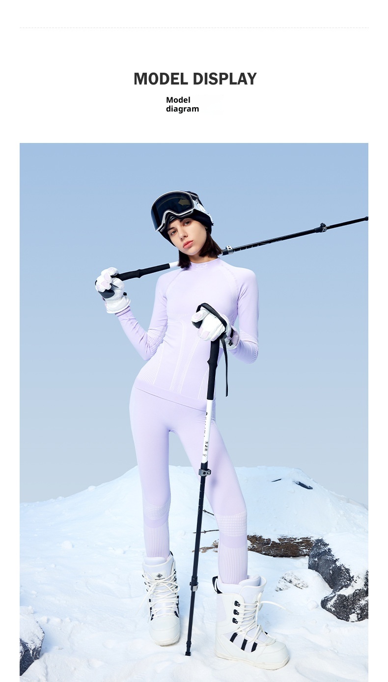 001 Intimo da sci funzionale a compressione ad asciugatura rapida per donna, strato di base termico traspirante per sport all'aria aperta e alpinismo_voghion.com