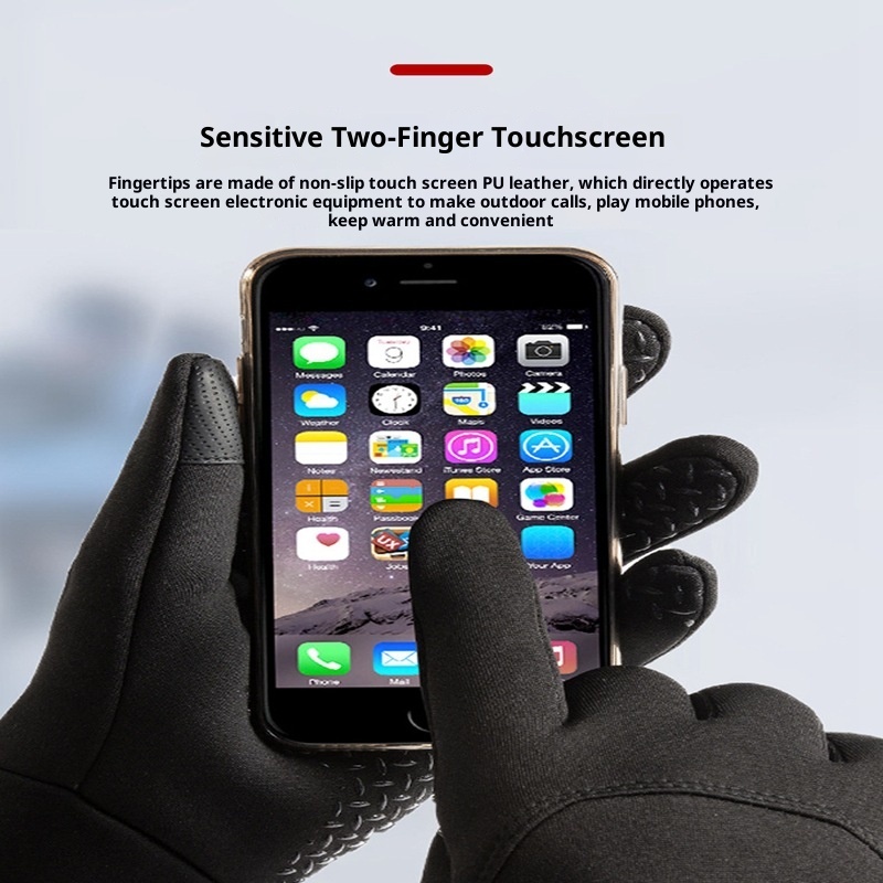 001 Winterwarme Handschuhe für Outdoor-Sportarten wie Skifahren, Laufen und Radfahren, mit Fleece gefüttert, dick, Touchscreen-geeignet, winddicht und wasserdicht_voghion.com