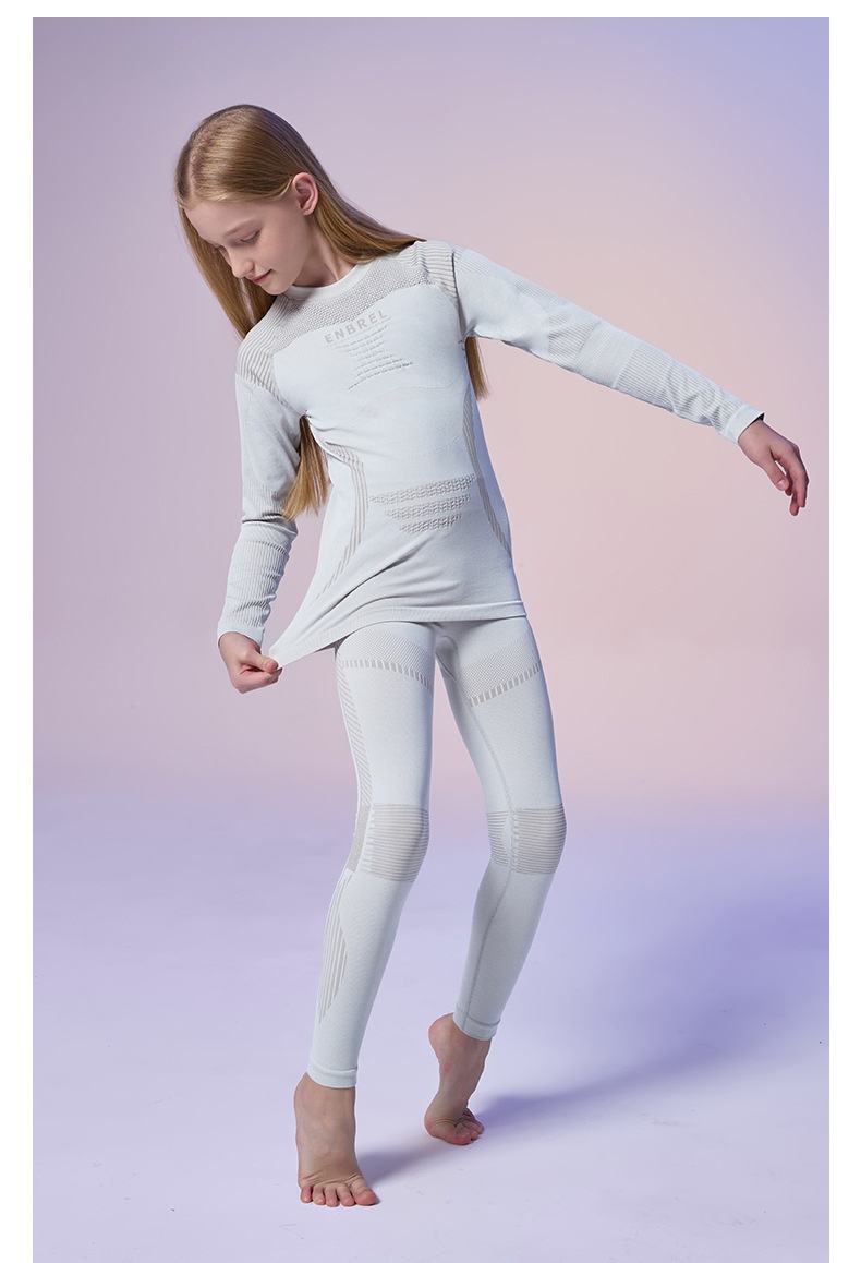 001 Set di biancheria intima termica e elastica aderente per bambini e bambine, da sci, da corsa, ad asciugatura rapida_voghion.com