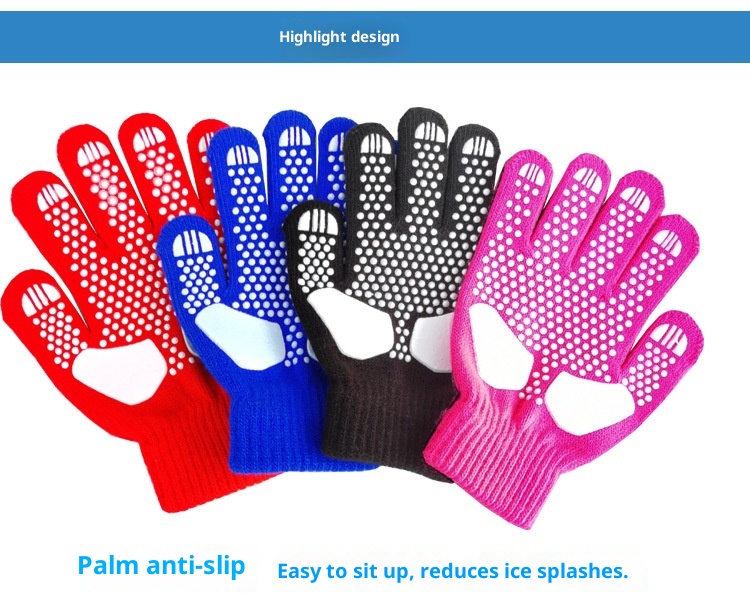 001 Verdickte, rutschfeste Eistanzhandschuhe mit Strassmuster und Punktmuster, geeignet für Erwachsene, Kinder und Erwachsene, Unisex._voghion.com