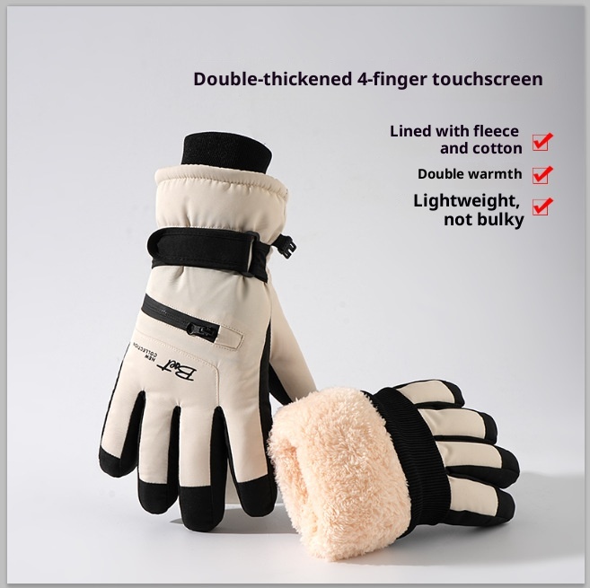 001 Women's Winter Ski Gloves, Warm, Touchscreen, Cold-Proof, Snow Play, Water-Resistant, Thickened, Fleece-Lined, Cycling,_voghion.com