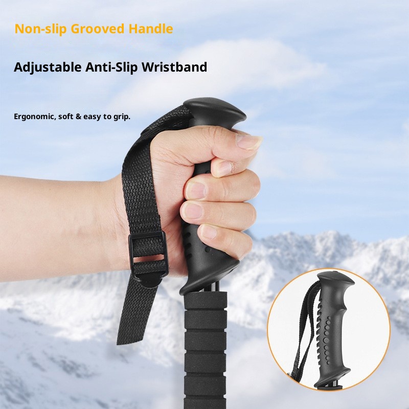 001 Bastone da trekking per esterni, tre sezioni, telescopico in lega di alluminio, bastone da trekking per anziani, antiscivolo, assorbimento degli urti, camminata_voghion.com