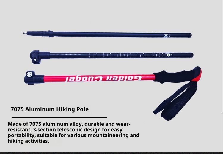 001 Telescopico 7075 Manico in schiuma stampata con lavorazione personalizzata Fibbia in metallo Bastone da trekking Antiscivolo Leggero Arrampicata_voghion.com