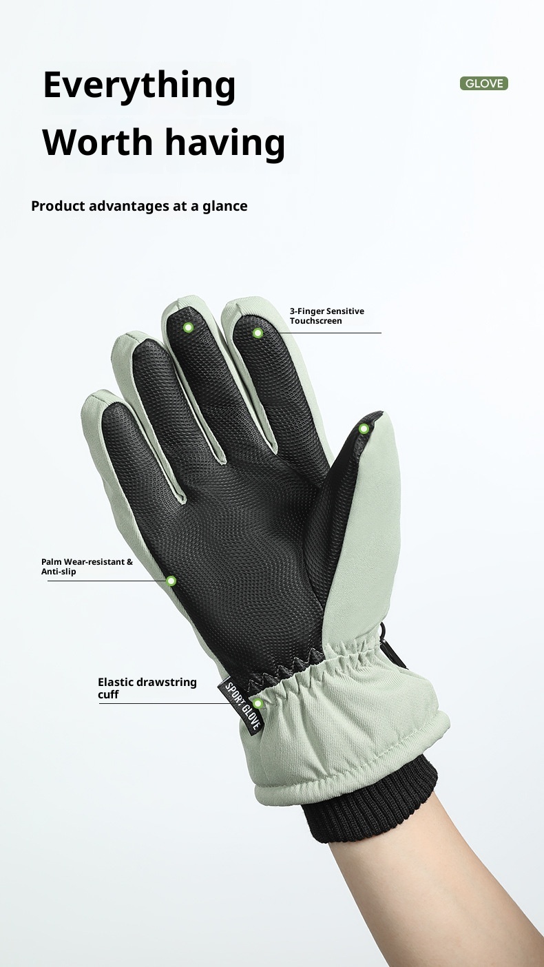ActiveGo Women's Ski Gloves Cycling Mountaineering Cold-Proof Warm Fleece Thickened Touchscreen Waterproof Men's Snow Play Winter_voghion.com