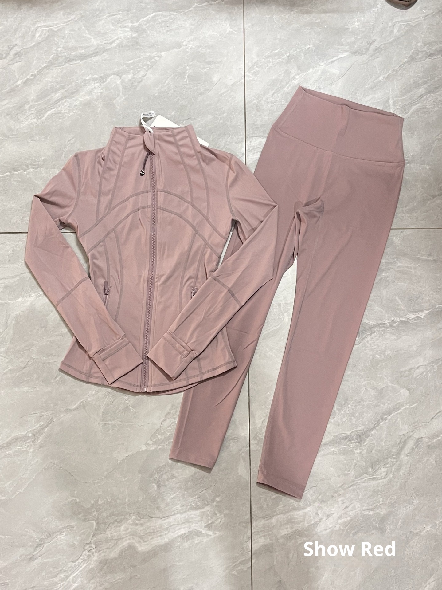 001 Disponibile Lulu Stesso Stile Giacca a Maniche Lunghe DF Set con Pantaloni a Nove Punti Slim Fit Abbigliamento Sportivo Yoga_voghion.com