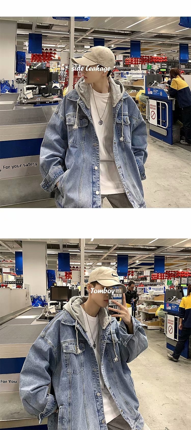 ActiveGo ActiveGo Men's Denim With Hood Korean Trendy Retro Brand European And Street American Handsome Hong Kong Style Jacket_voghion.com