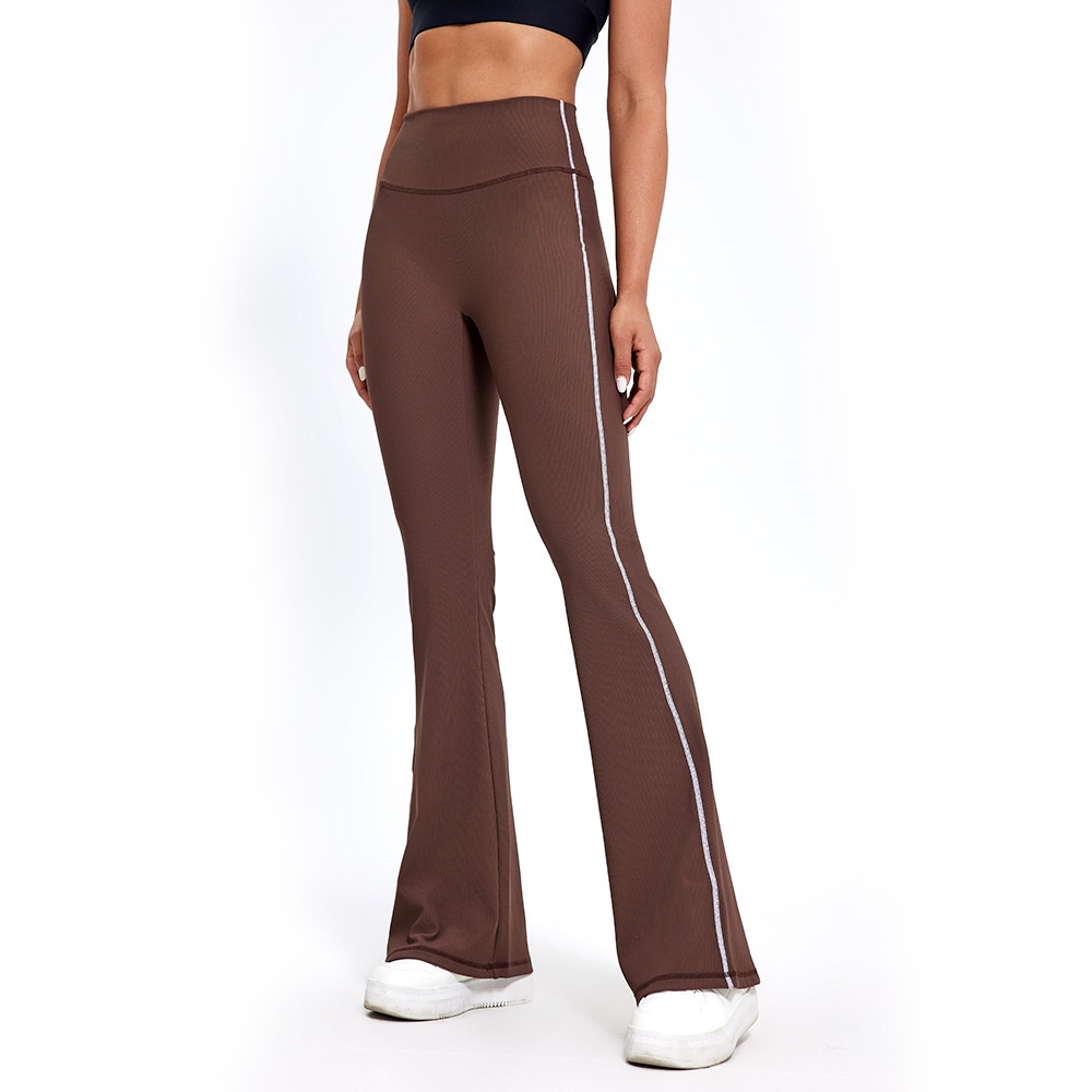 Pantalon de yoga taille haute pour femme, effet push-up, idéal pour le fitness, la course à pied et l'entraînement en extérieur. Coupe évasée et amincissante._voghion.com