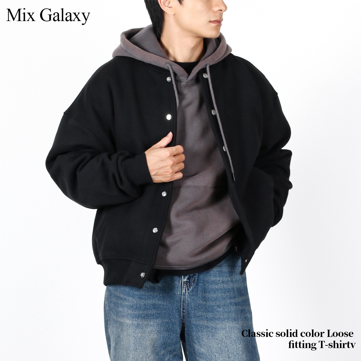 ActiveGo ActiveGo MIX Men's Clothing 2025 Autumn Winter Fleece Solid Color Baseball American Retro Trendy Brand Flight Jacket Fog Coat Top_voghion.com