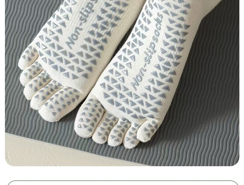 Chaussettes de yoga et de sport antidérapantes à cinq orteils, mi-mollet, pour le Pilates au sol, automne-hiver, avec séparation des orteils, style Zhuji, à clipser._voghion.com