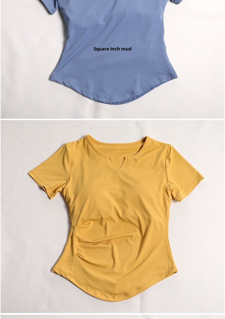 001 Yoga Shirt With Chest Pads For Women, Pilates Training, Running, Waist-Cinching, Short Sleeve Sports Top, Wholesale From_voghion.com