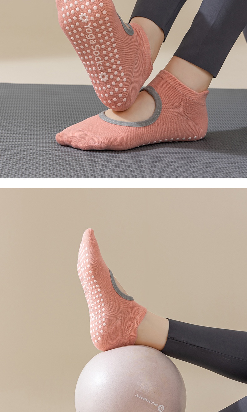 001 Professional Indoor Fitness Yoga Pilates Silicone Non-Slip Socks For Women Hollow Out Backless Breathable_voghion.com