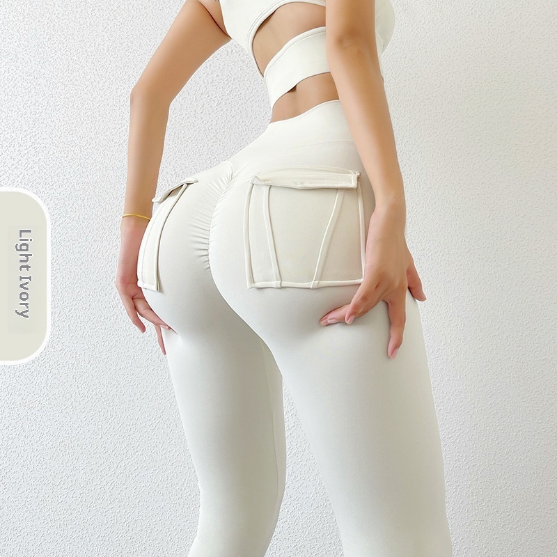 001 Pocket Peach Butt Lifting Fitness For Women High Waist Hip Lift Running Tight Sports Training Yoga Long Pants Tummy_voghion.com