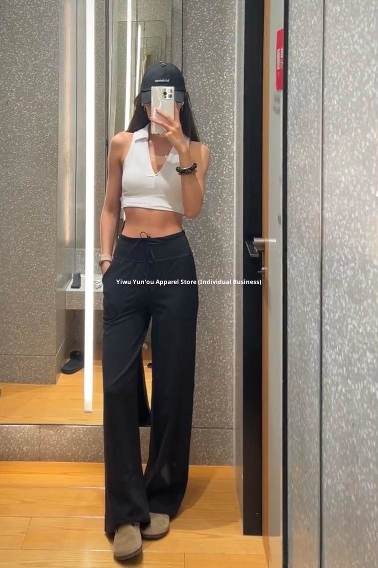 001 Lulu Same Style Original Label Throwback Drawstring Straight Yoga Casual Waist-Cinching High-Waist Draped Magic Pants_voghion.com