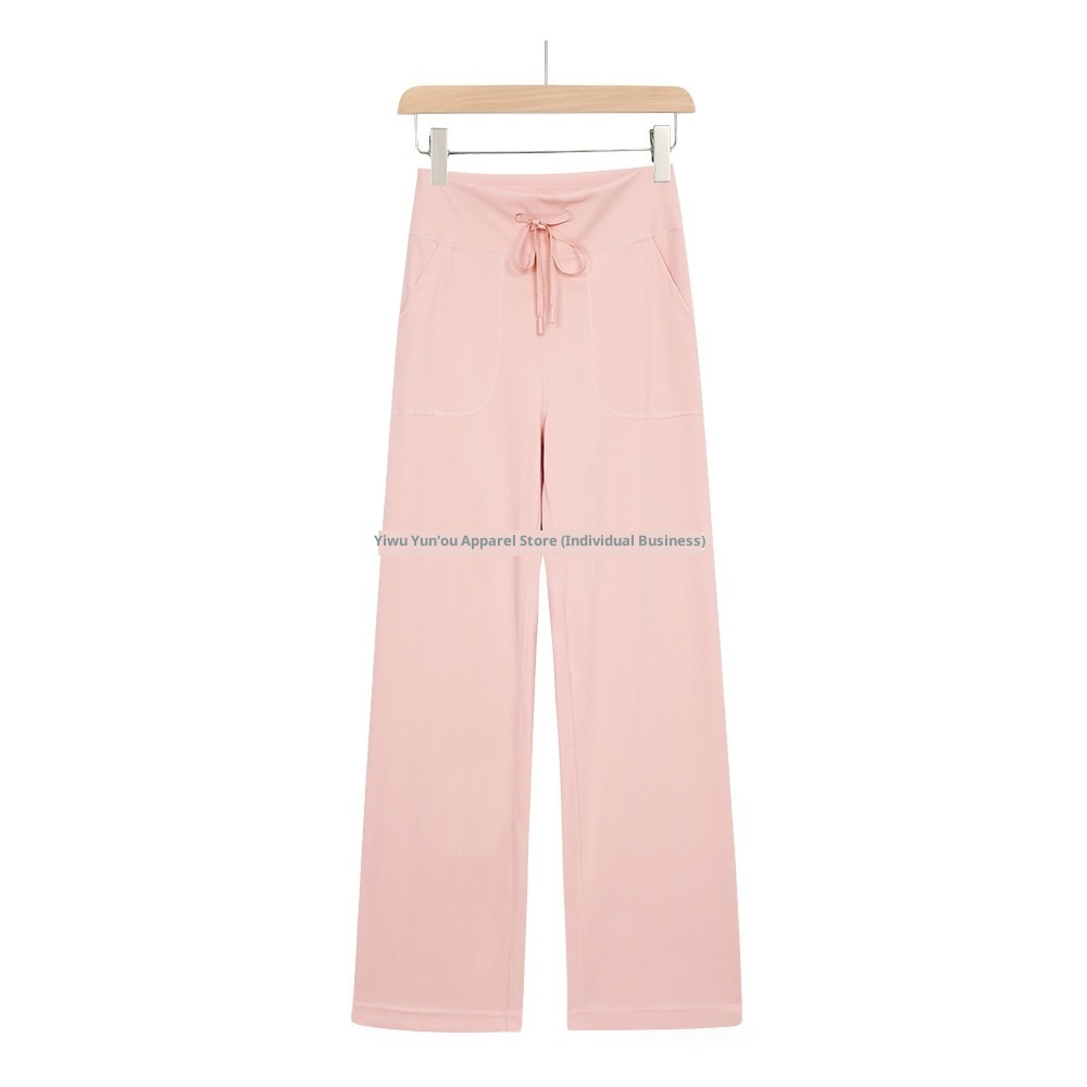 001 Lulu Same Style Original Label Throwback Drawstring Straight Yoga Casual Waist-Cinching High-Waist Draped Magic Pants_voghion.com