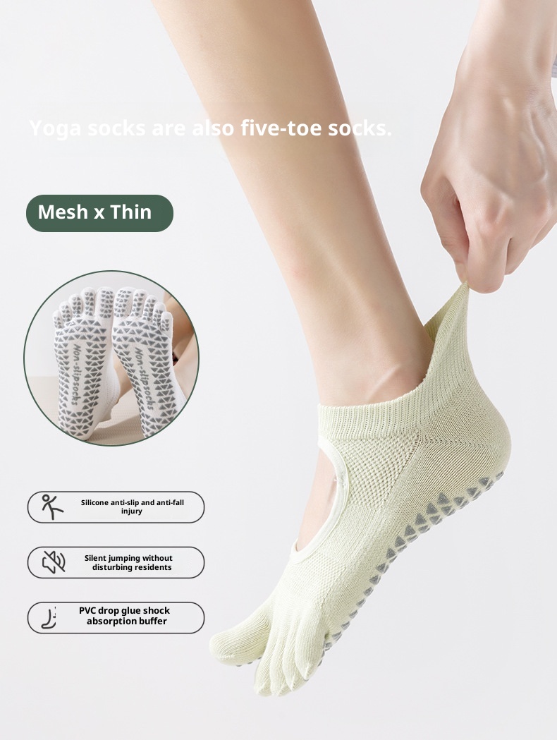 001 Manufacturer New Product Wholesale Autumn Winter Yoga Professional Non-Slip Open Five-Toe Bodhi Split Toe Floor Socks_voghion.com