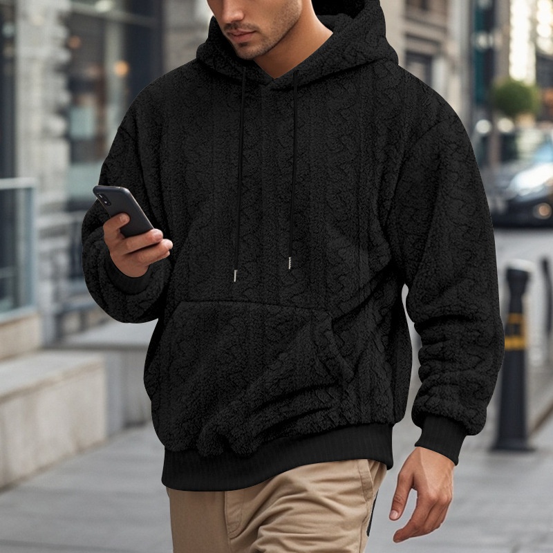 ActiveGo ActiveGo Cross-Border European And American Outdoor Autumn Winter New Men's Hooded Jacquard Teddy Fleece Sports Casual_voghion.com