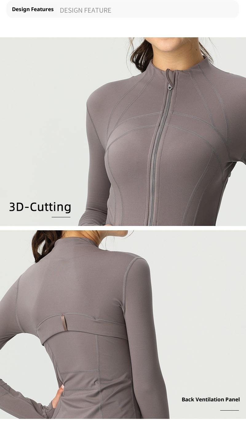 001 Lu Spring Summer Skin-Friendly Double-Sided Brushed Elastic Defi Top Sports Slim Fit Stand Collar Jacket Yoga Wear Coat_voghion.com