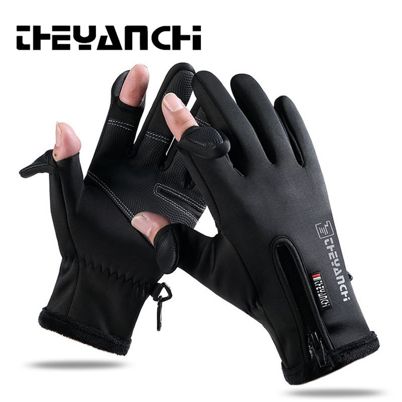 Guantes deportivos de invierno ActiveGo Cycling Q808 para hombre, con dos dedos expuestos, pantallas táctiles, gruesos, cálidos, ideales para pesca, ciclismo y esquí._voghion.com