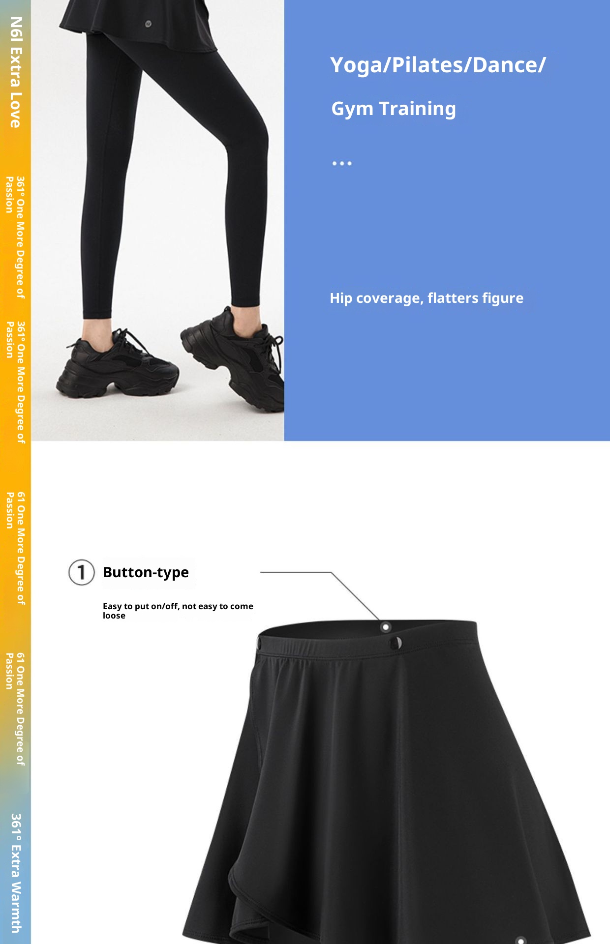 001 361 Gonna esterna anti-imbarazzo per il fitness, in un unico pezzo, per lo yoga, per le donne_voghion.com