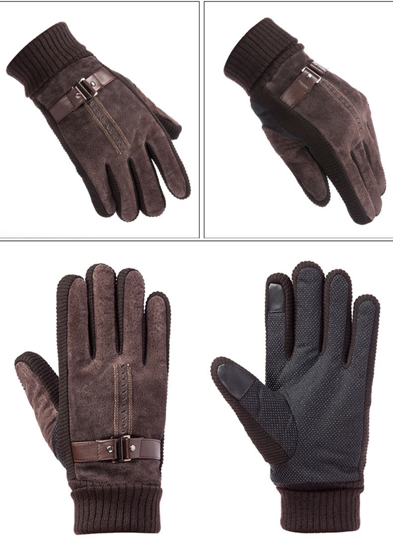 Guanti invernali ActiveGo in vera pelle per uomo e donna, spessi e foderati in pile, caldi guanti in cotone, antivento per ciclismo e sci all'aperto_voghion.com