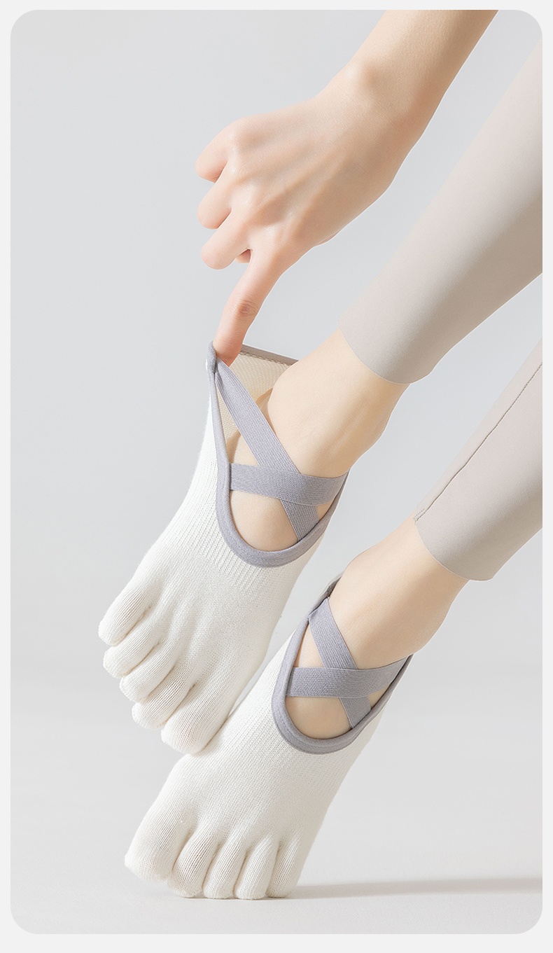 Chaussettes de yoga professionnelles à cinq orteils pour femmes, antidérapantes, idéales pour la danse, le pilates et le bateau._voghion.com