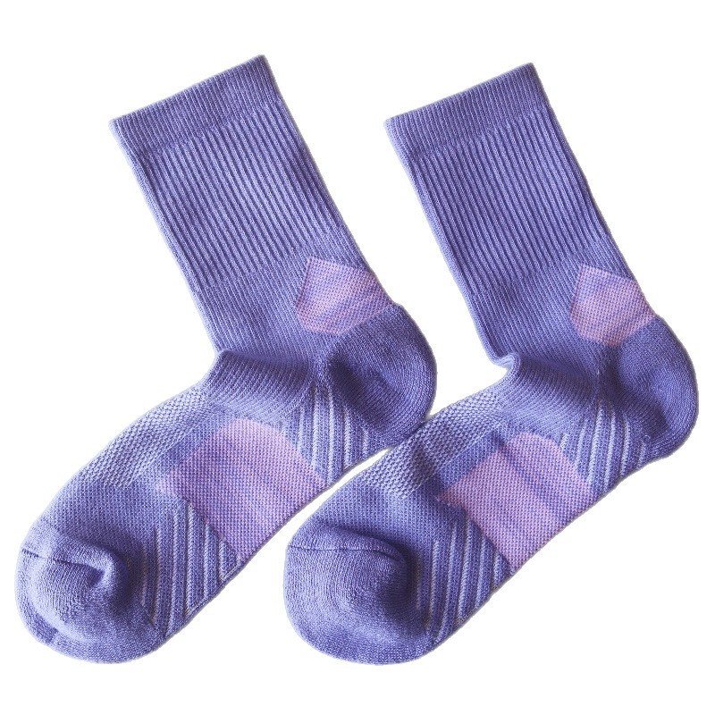 Chaussettes de sport respirantes mi-mollet pour femmes, idéales pour le badminton, la corde à sauter, la course à pied et le cyclisme. Semelle éponge._voghion.com
