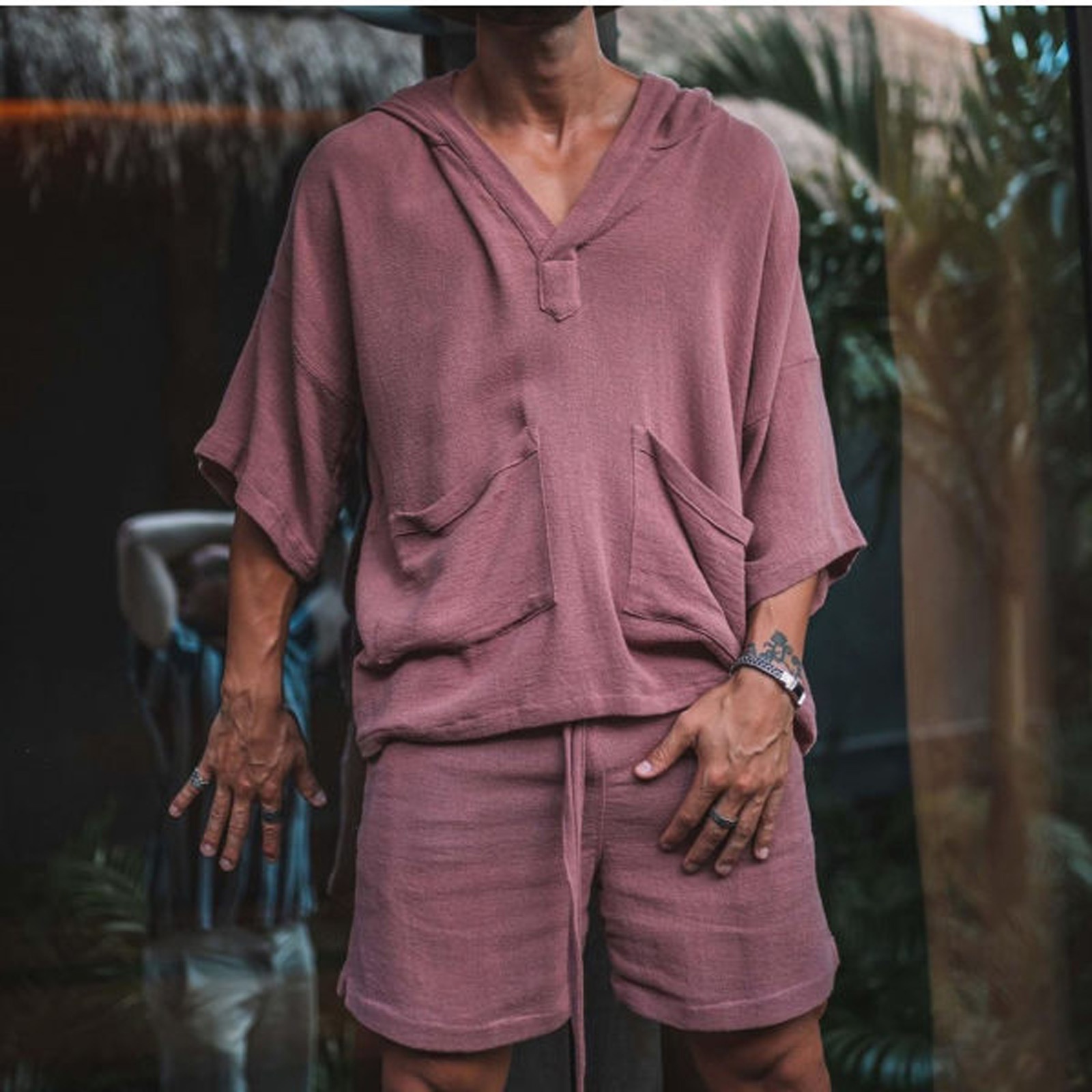 ActiveGo ActiveGo 2022 European And American Style New Cotton Linen Loose Casual Suit Vacation Men's Hot-Selling Sportswear_voghion.com