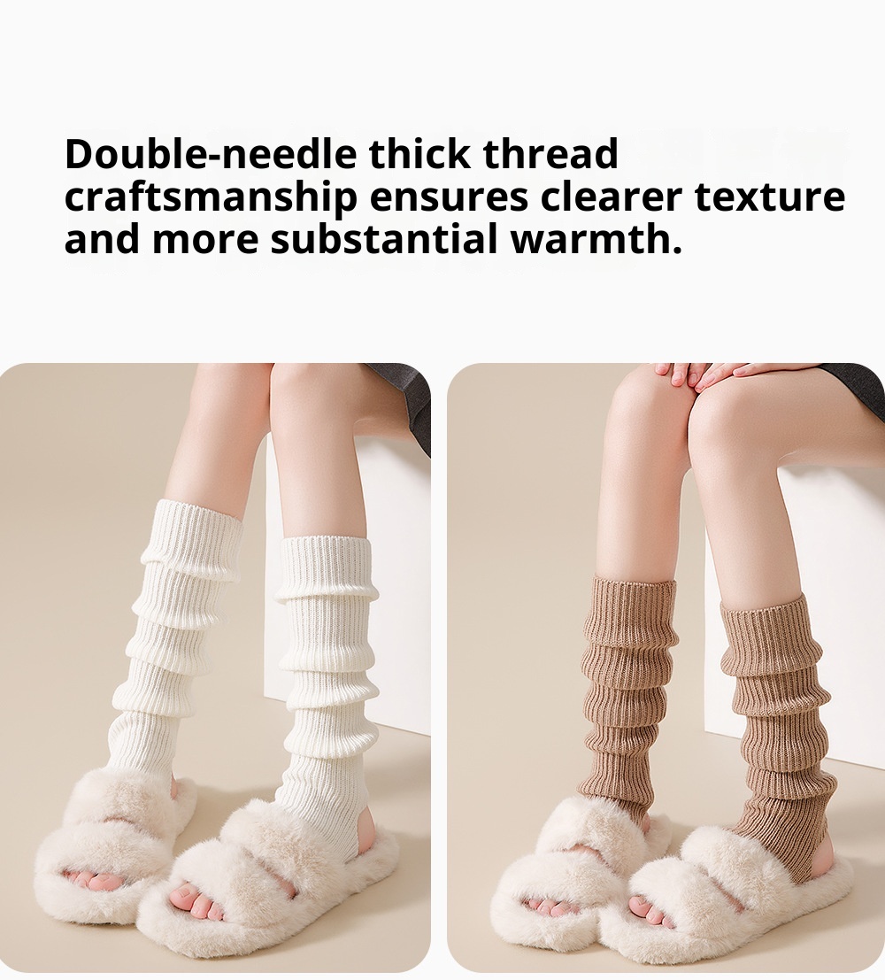 001 Calzini in pile autunno inverno coppia con pantaloni da yoga versatili da donna calzini dritti snellenti senza piede coprigambe lavorati a maglia_voghion.com