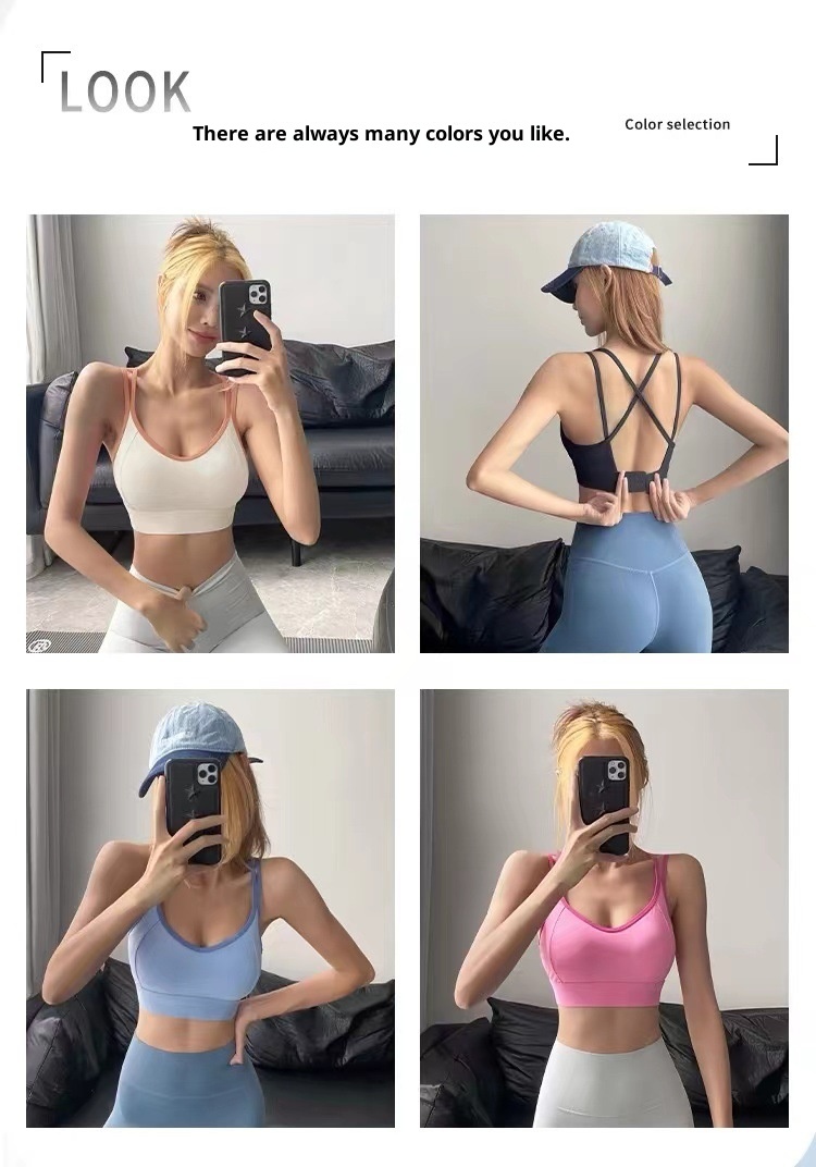 Top deportivo push-up para mujer, resistente a impactos, ideal para correr, entrenar y hacer ejercicio. Diseño de espalda de una pieza tipo top tipo sujetador deportivo para yoga._voghion.com