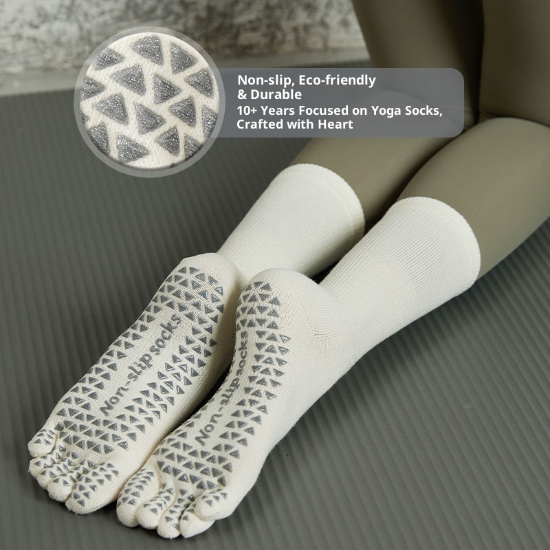001 Long Tube Summer Professional Non-Slip Pilates Five-Toe Mid-Tube Yoga Sports Socks Fitness_voghion.com
