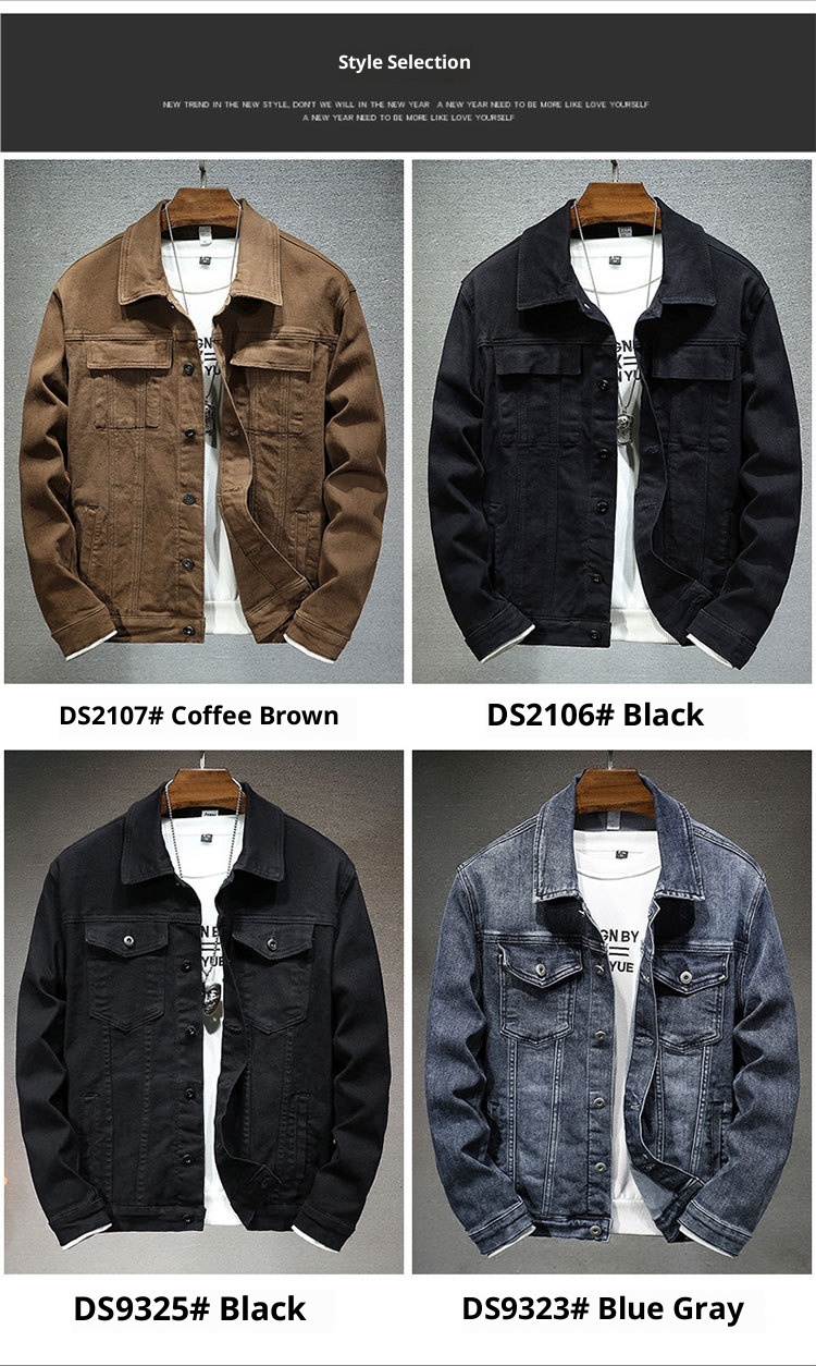 Chaqueta elástica ActiveGo 2025 para hombre, color negro, elegante, estilo europeo y americano, de mezclilla sencilla para primavera y otoño._voghion.com