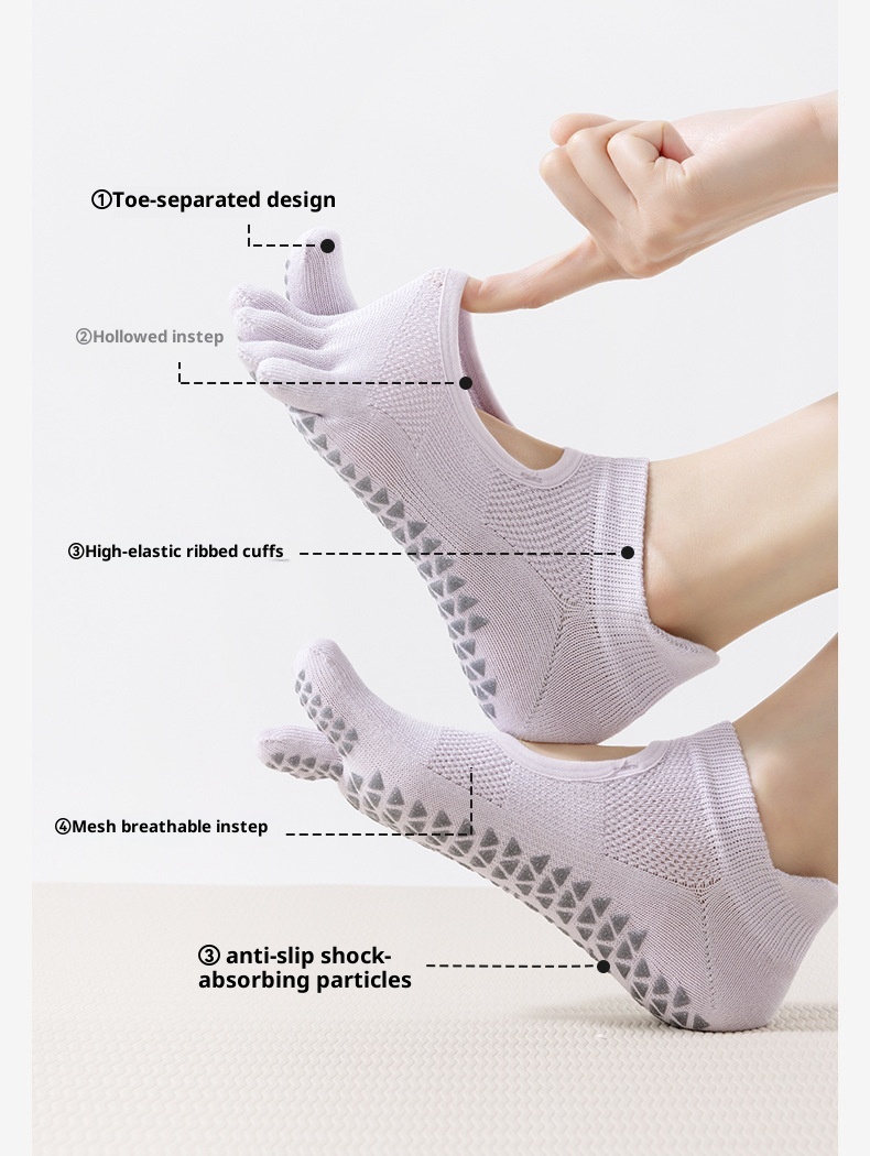 001 Manufacturer New Product Wholesale Autumn Winter Yoga Professional Non-Slip Open Five-Toe Bodhi Split Toe Floor Socks_voghion.com