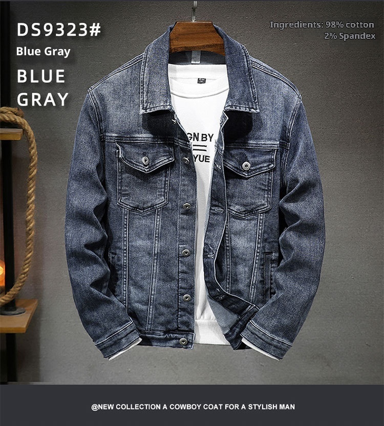 Chaqueta elástica ActiveGo 2025 para hombre, color negro, elegante, estilo europeo y americano, de mezclilla sencilla para primavera y otoño._voghion.com