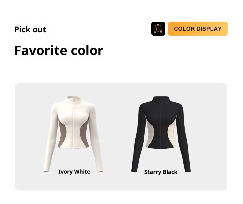 001 Juyitang Color Block Sports Fitness Slim Fit Running Women's Yoga Jacket_voghion.com