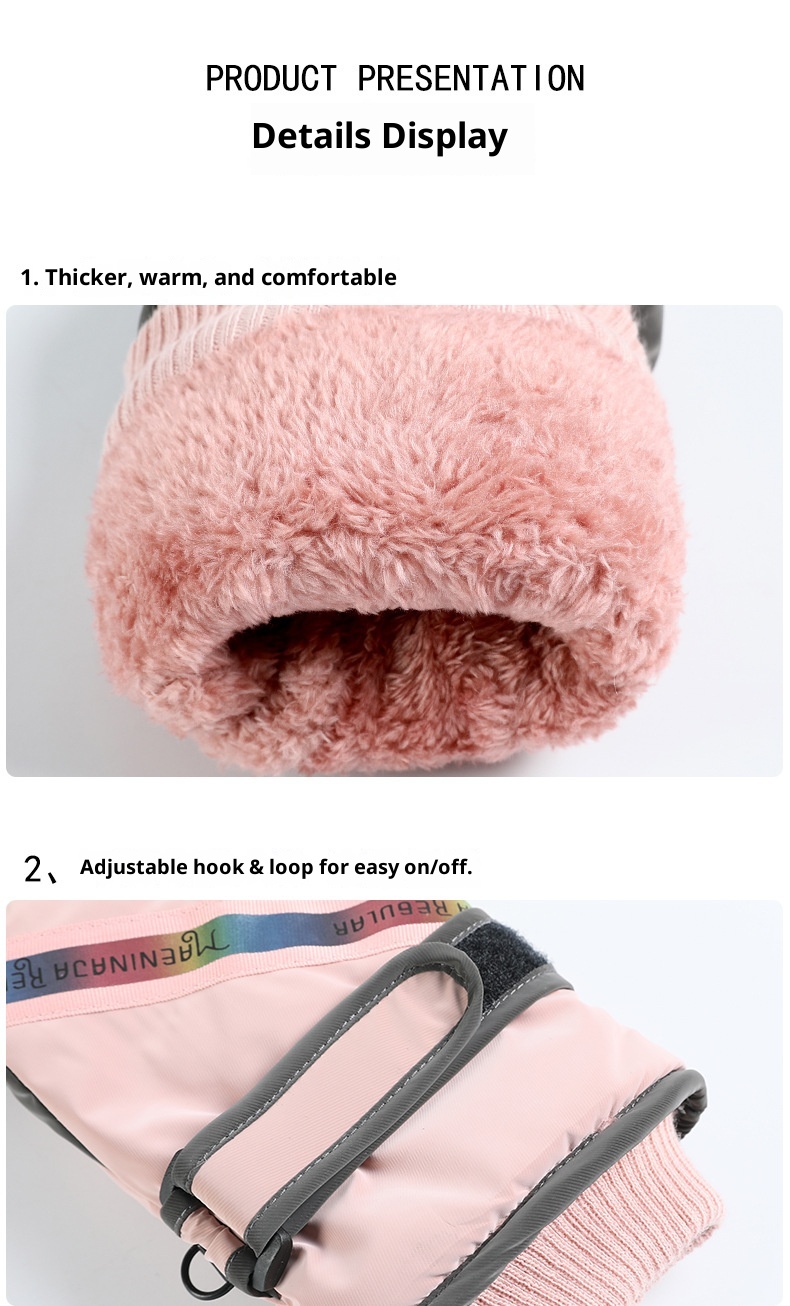 ActiveGo Women's Ski Winter New Fleece-Lined Thickened Reflective Outdoor Sports Riding Warm Windproof Cold-Proof Gloves_voghion.com