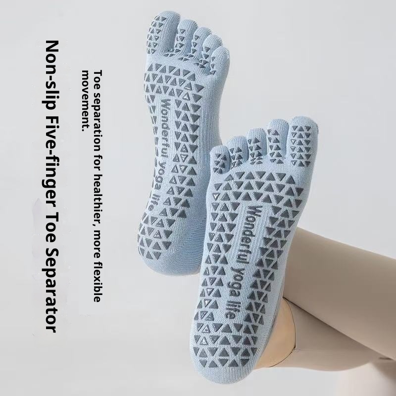 001 Yoga Five-Toe For Women Professional Non-Slip Breathable Sweat-Absorbing Pilates Sports Toe-Separating Floor Socks_voghion.com