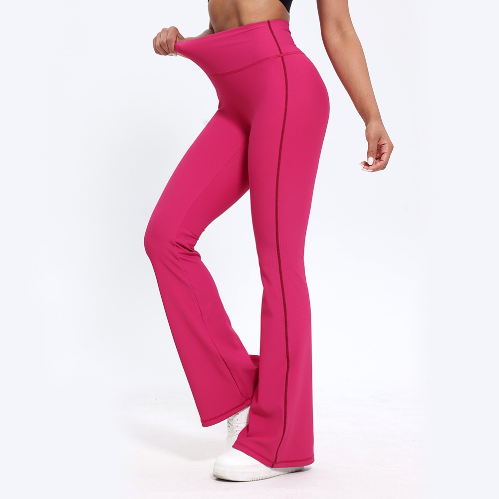 Pantalon de yoga taille haute pour femme, effet push-up, idéal pour le fitness, la course à pied et l'entraînement en extérieur. Coupe évasée et amincissante._voghion.com