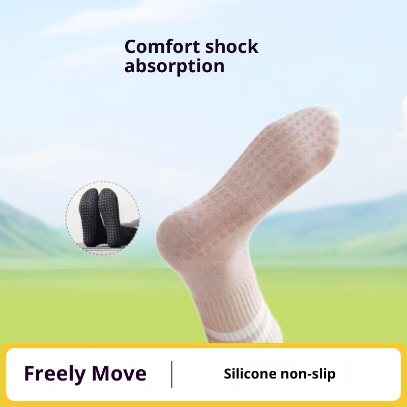 Chaussettes de sport Pilates Professional 5 orteils mi-mollet à deux barres antidérapantes - Dropshipping_voghion.com