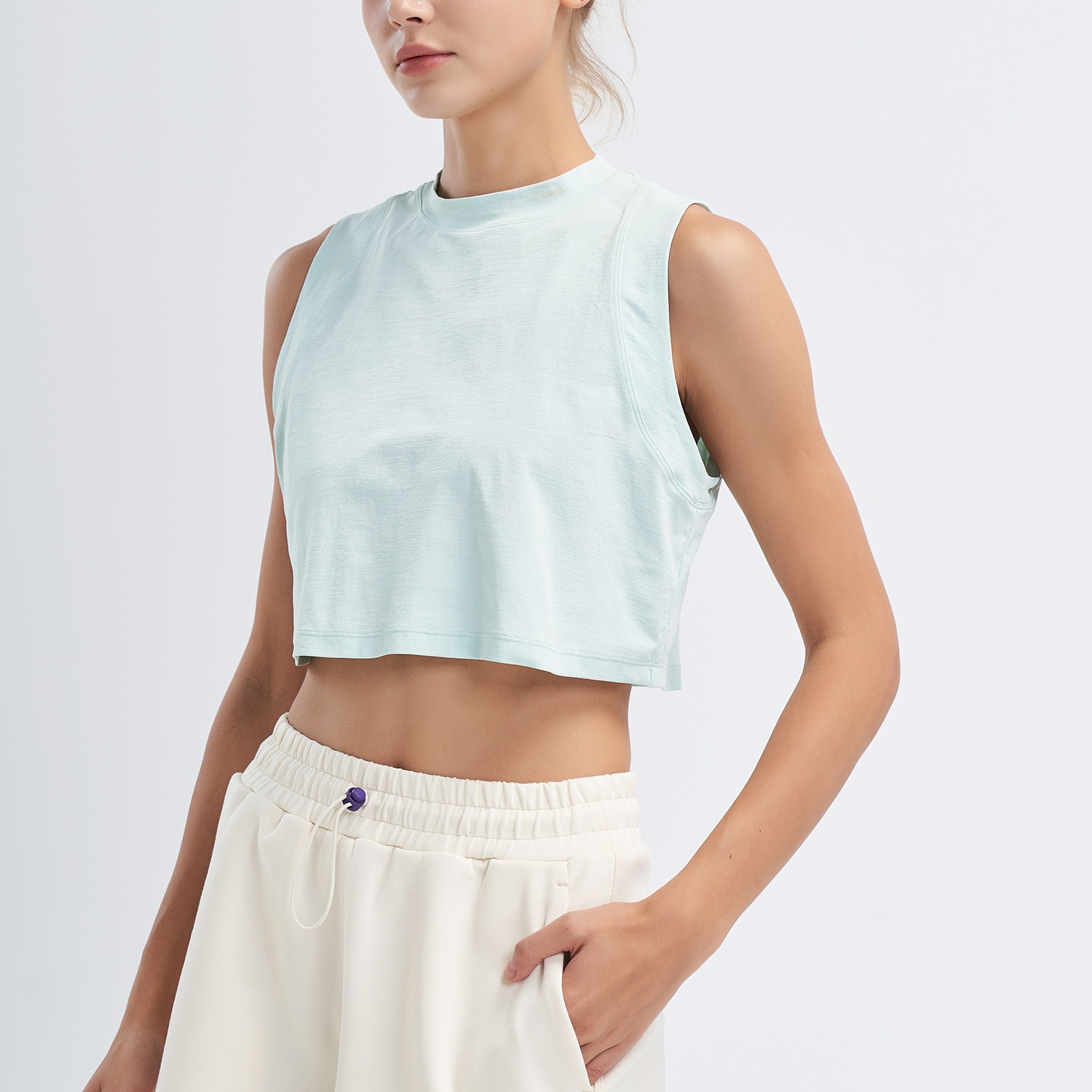 001 Sleeveless Yoga Sports Vest For Women, Barely There Feel, Breathable Running Top, Beautiful Back, Quick-Dry, Loose Fit,_voghion.com