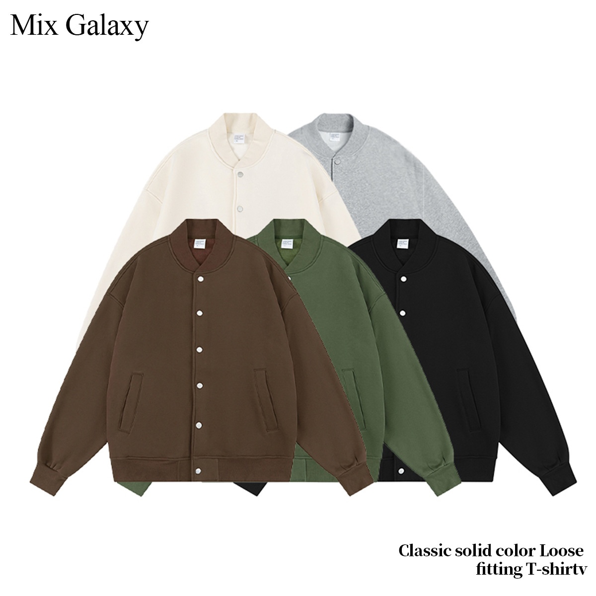 ActiveGo ActiveGo MIX Men's Clothing 2025 Autumn Winter Fleece Solid Color Baseball American Retro Trendy Brand Flight Jacket Fog Coat Top_voghion.com