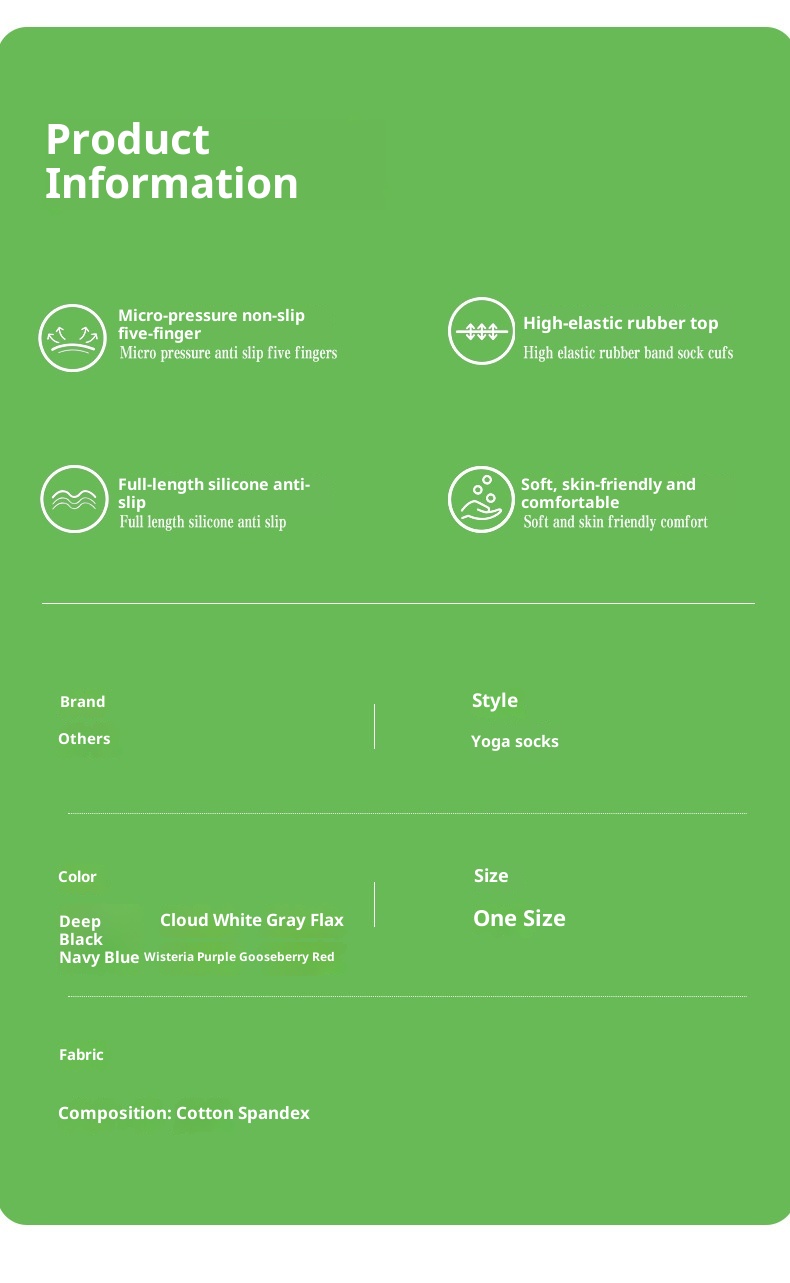 Chaussettes de yoga Five Fingers pour femmes, chaussettes de sport tubulaires longues, compression antidérapantes, idéales pour le fitness et le Pilates._voghion.com