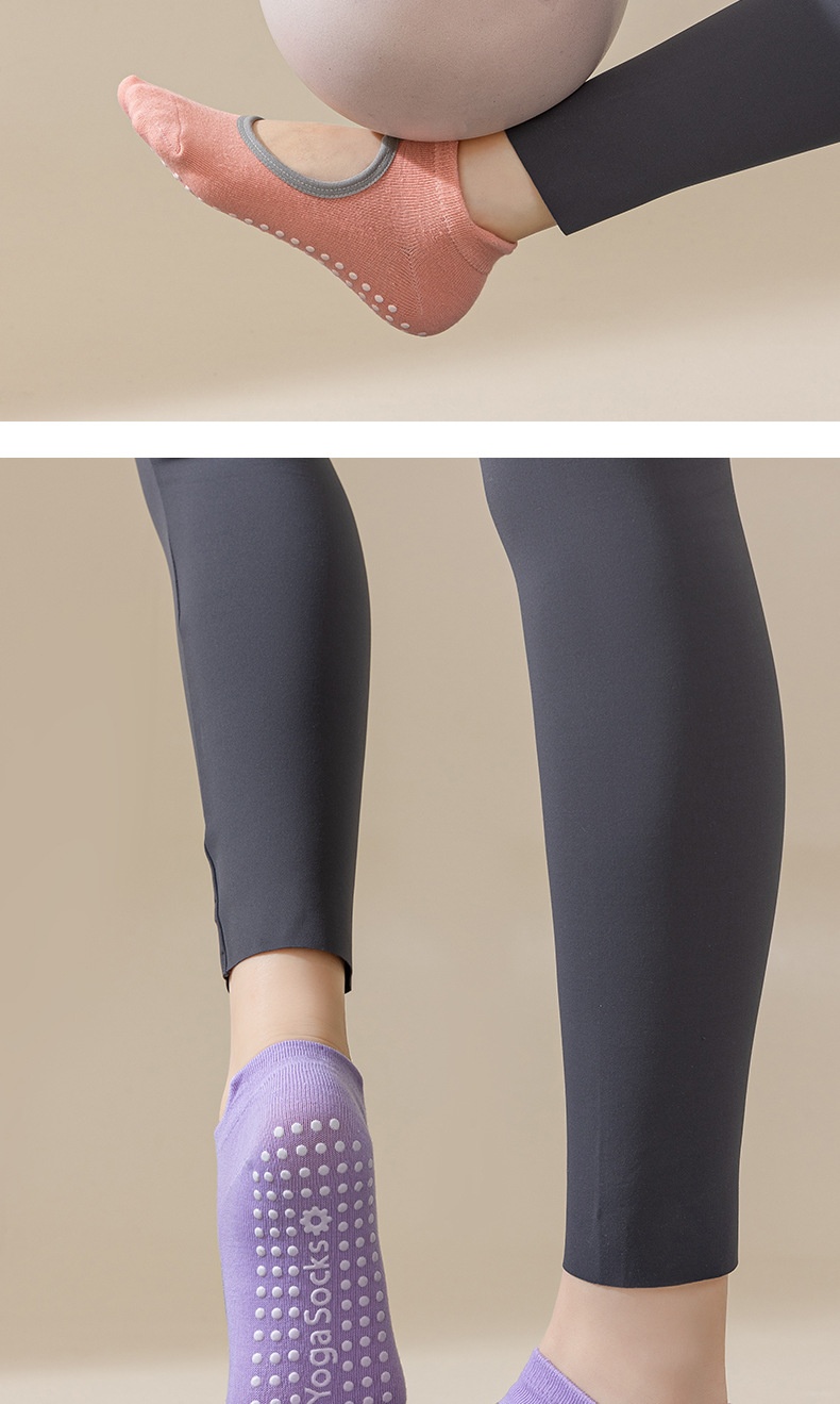 001 Professional Indoor Fitness Yoga Pilates Silicone Non-Slip Socks For Women Hollow Out Backless Breathable_voghion.com