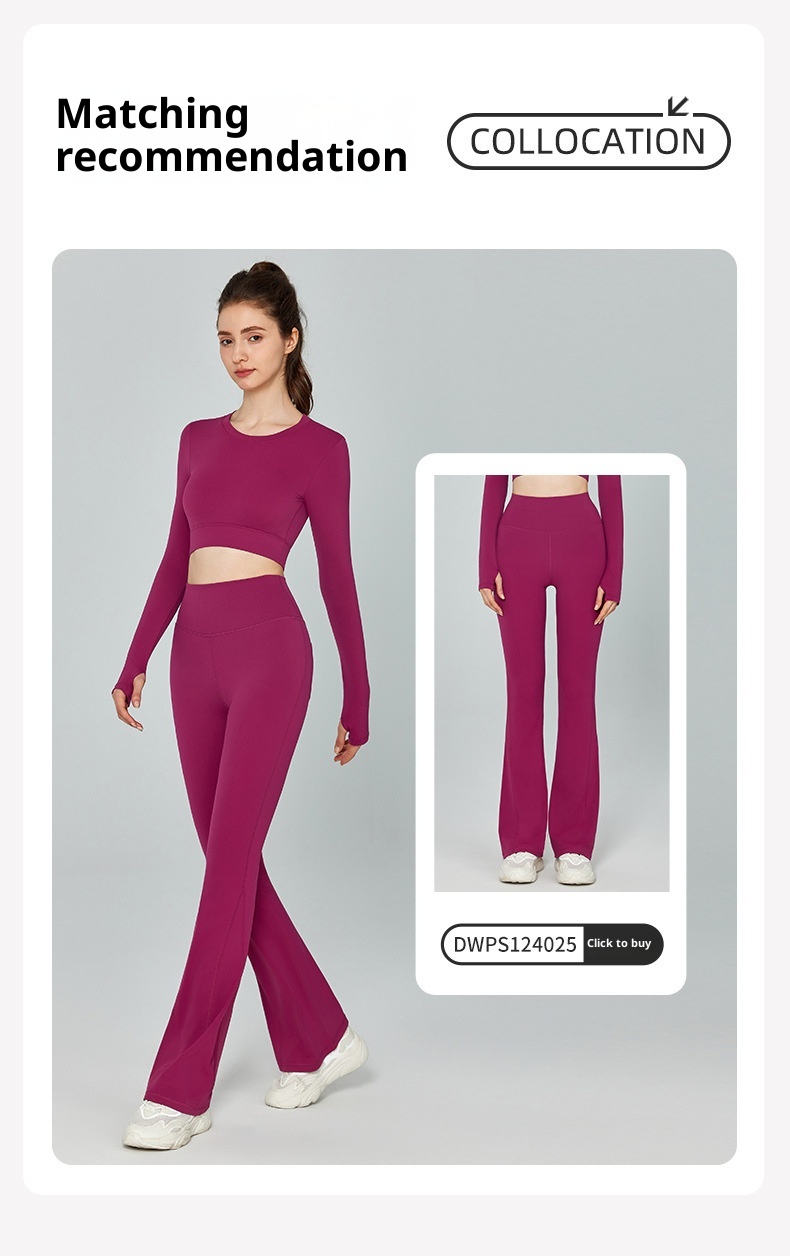 001 Cross-Border Sexy Back Yoga Shirt Long Sleeve With Chest Pad Slim Fit Short Sports Top Running Training Fitness Cover-Up_voghion.com