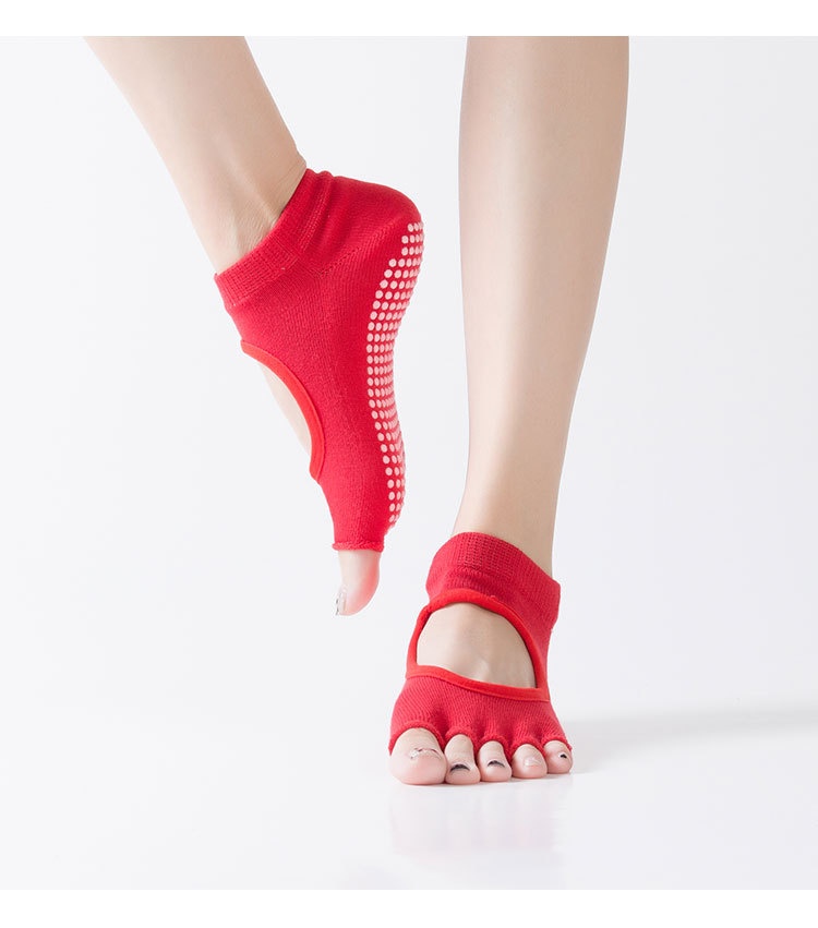 001 In Stock Direct Shipping Korean Hot Sale Open Back Yoga Five Toe Pointed Yogo Fitness Non-Slip Floor Socks_voghion.com